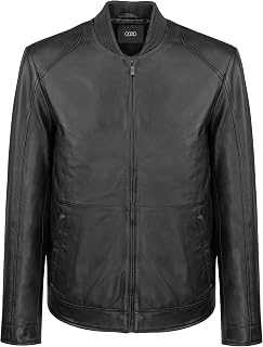 Herren Audi Lederjacke, Herren, Schwarz Audi Herren Lederjacke, Lamm-Nappa, Schwarz, Hüftlang mit Collegekragen, Größe S, 100% Leder (1er Pack)