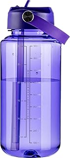OLDLEY 32 oz Clear Water Bottle with Straw,Tritan BPA-Free, Wide Mouth, Leak Proof - for Gym, Travel, Home, School, Office (Deep Purple)
