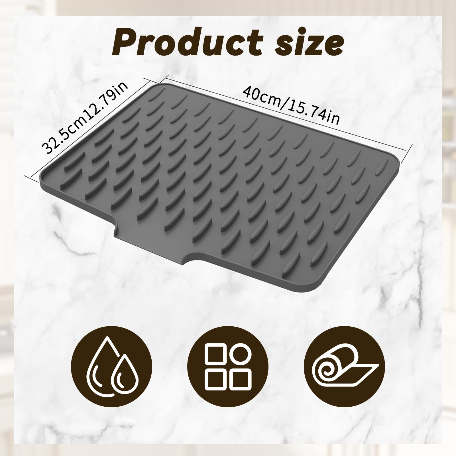 Silikon Abtropfmatte Für Arbeitsplatte - Hitzebeständig Bis 230°C, Rutschfest