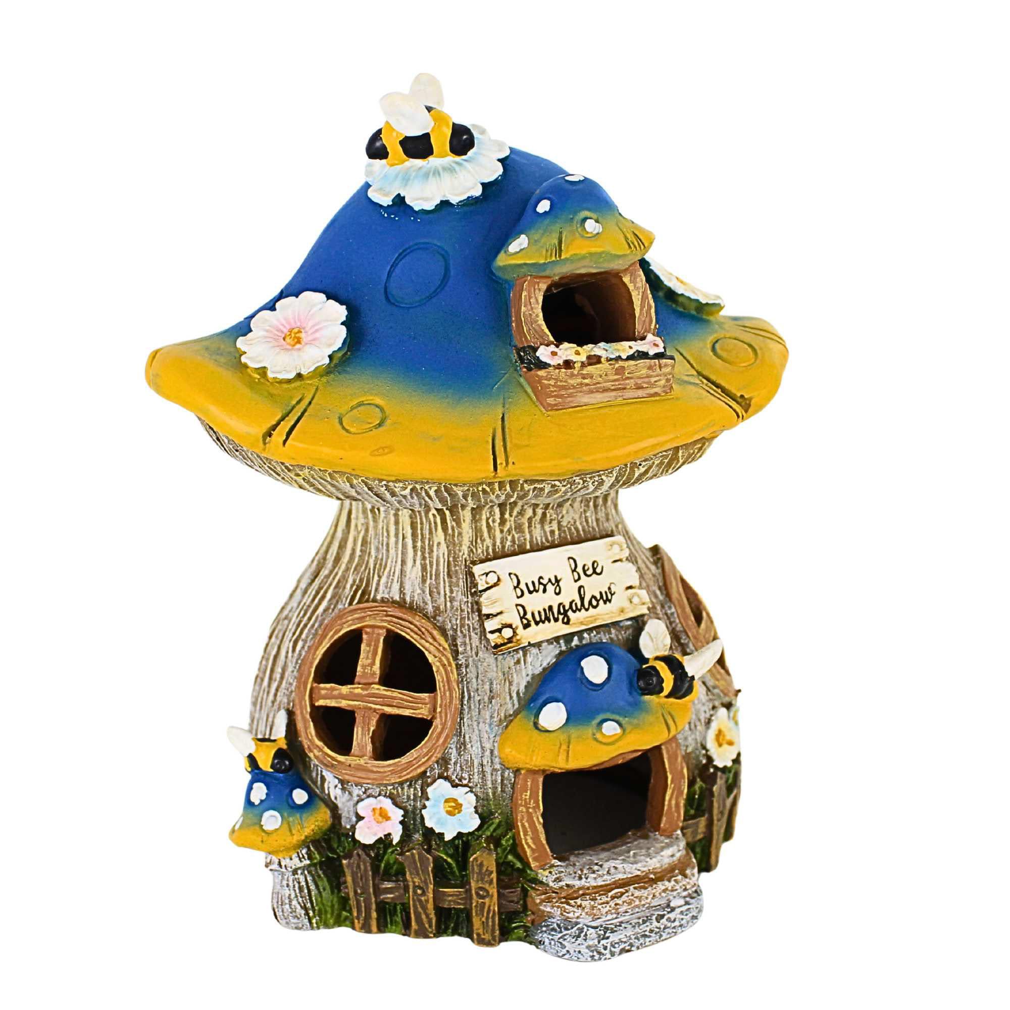 Maison champignon en résine Roman Busy Bee Bungalow statuette déco 22cm