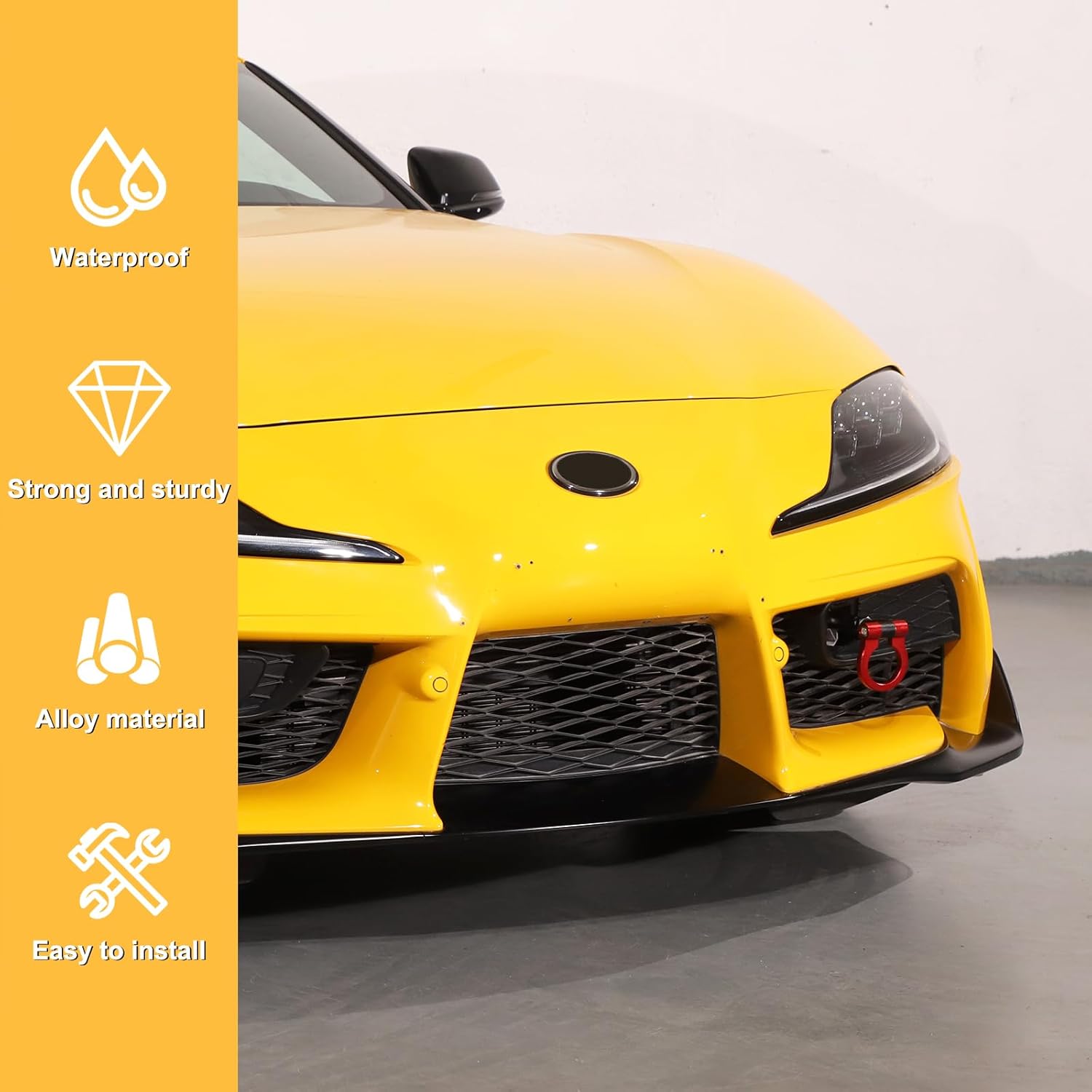 Daeiclru Car Front Bumper Tow Hook Compatible with Toyota Supra GR A90 A91 MK5 2019-2024, Racing Style Front Bumper Trailer Ring, Front Bumper Screw-on Tow Hook Trailer Hitch Accessories (Red)