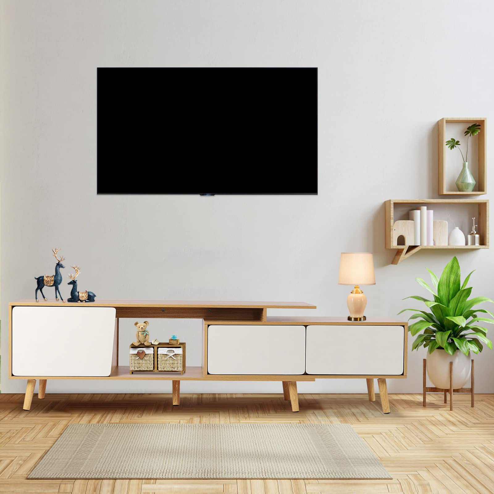 Amazon.com: Modern TV Stand 47 Inch TV Cabinet,Natural MDF
