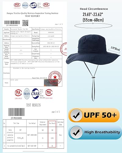 Miniatura 23 de Sombrero de lluvia impermeable para mujer, ala ancha, UPF50+, sombrero de sol de vaquero para hombre, plegable, suave, flexible, sombrero de playa