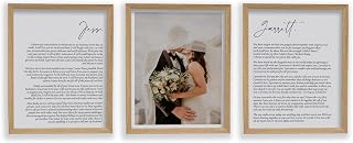 Framed Wedding Vows & Photo, Personalized Wedding Wall Art, Personalized Couple Photo Set of 3, Husband and Wife Vows Decor, Anniversary Print Gift Set (Rustic Wood