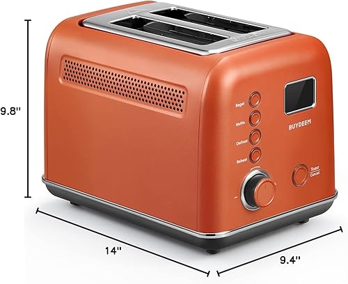 Miniatura 8 de BUYDEEM DT730 Tostadora motorizada, tostadora digital inteligente sin palanca de 2 rebanadas con temporizador de cuenta regresiva LCD, ajustes de 9