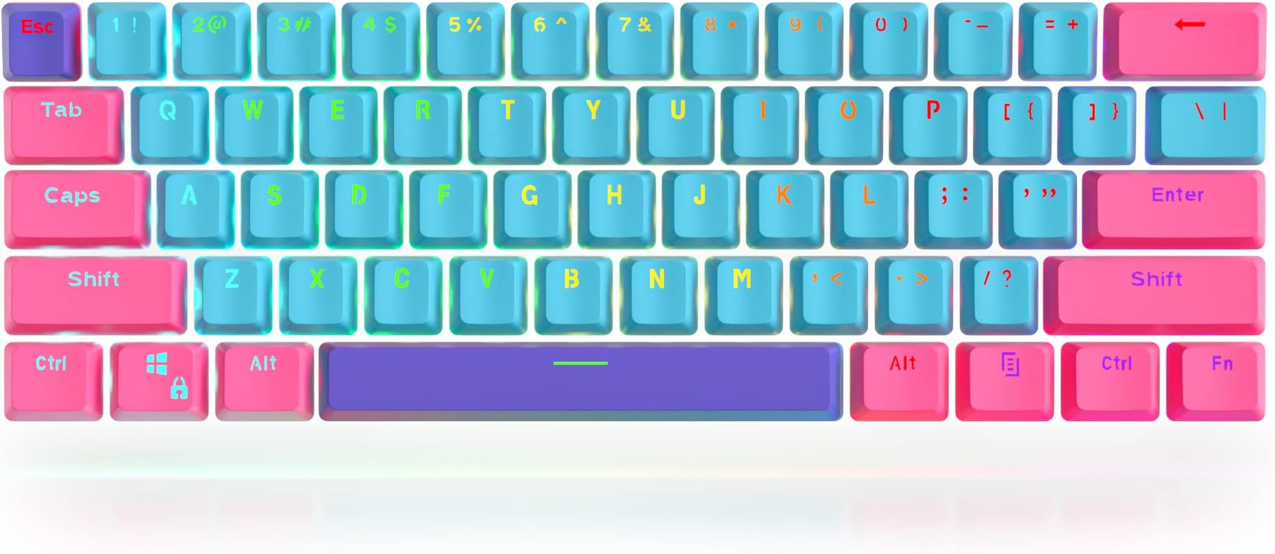 61 PBT keycaps 60 Percent Custom Backlit Key Caps Covers OEM Profile for Cherry MX Switch Mechanical Gaming Keyboard with Key Puller (Keycap Only) (ZL)
