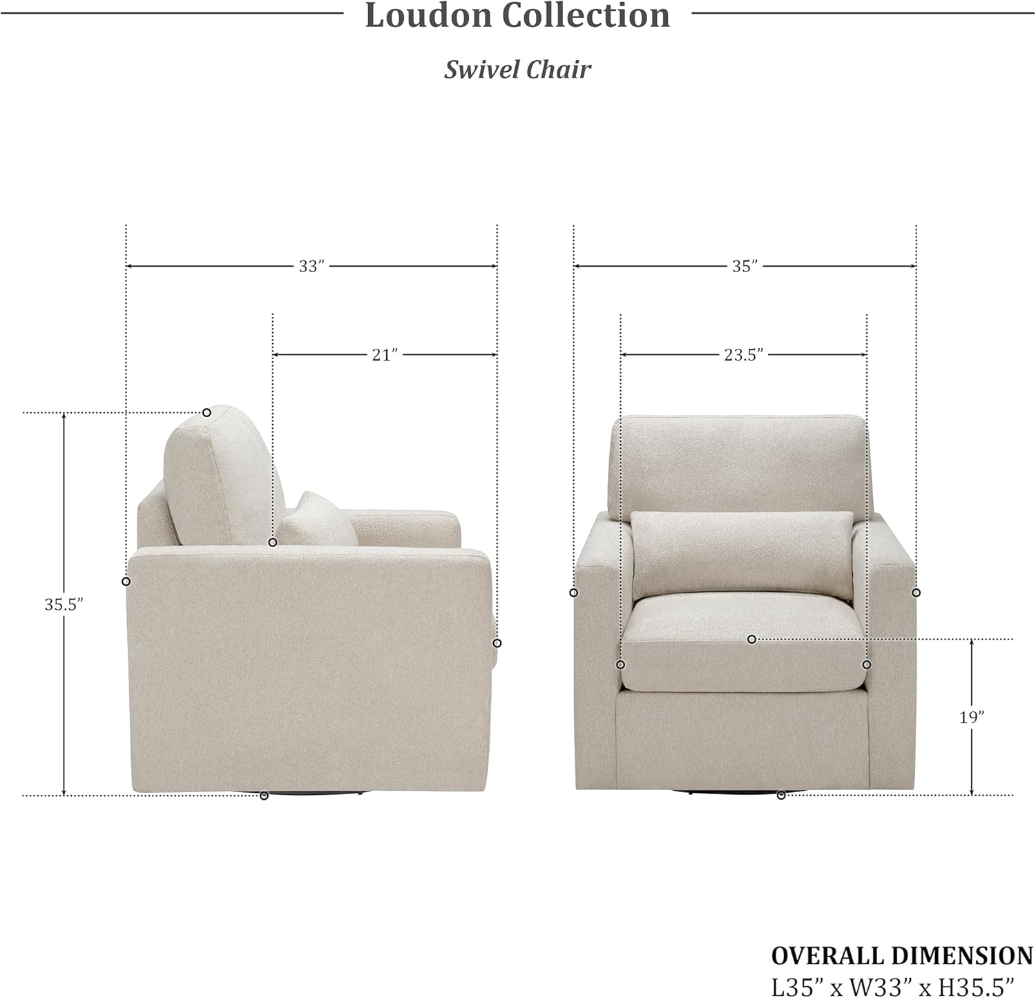 Lexicon Swivel Accent Chair, Modern Armchair, Boucle Single Sofa Chair with Lumbar Pillow for Living Room, Home Theater Seating, Bedroom, Easy Assembly, Beige