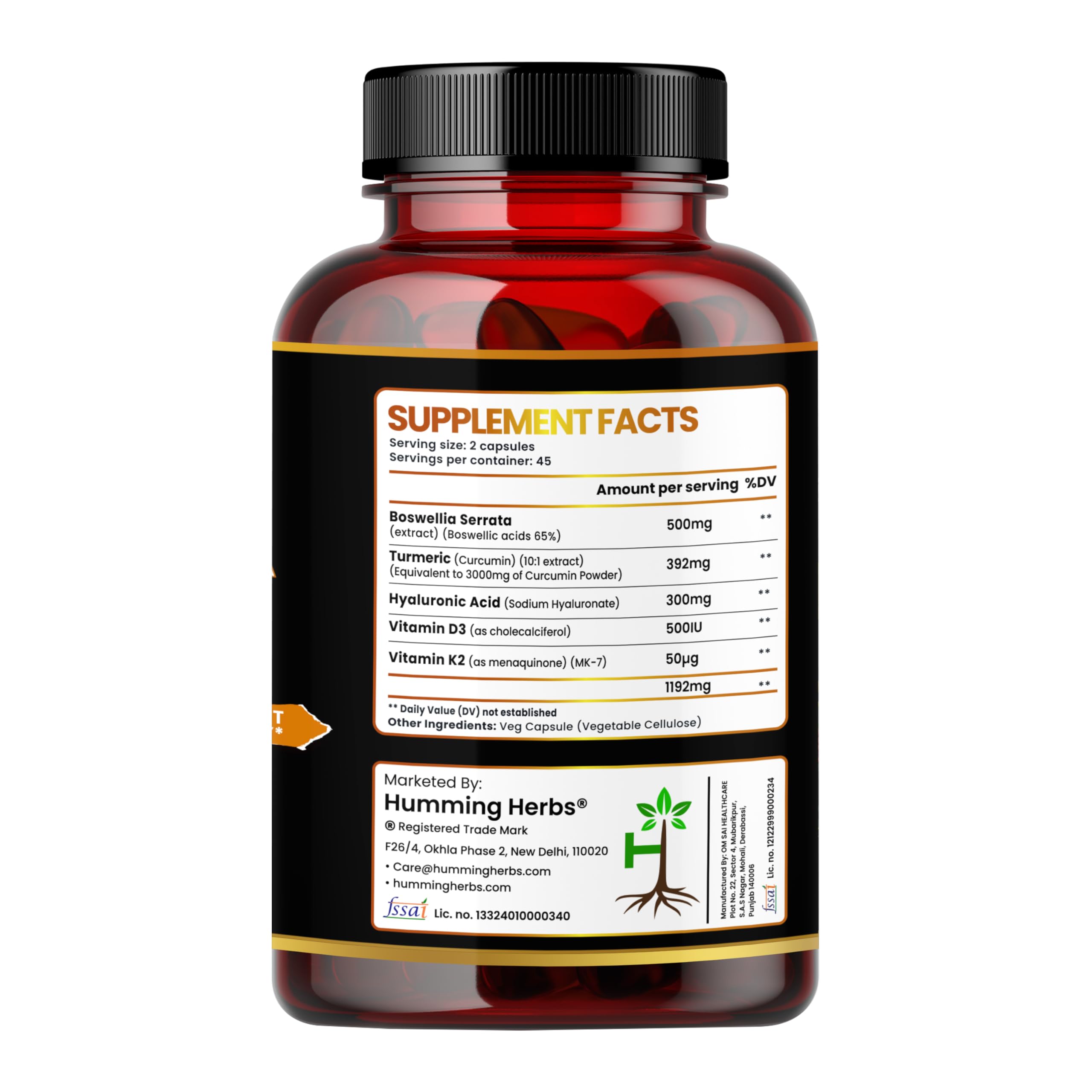 Humming Herbs Boswellia Serrata With Vitamin D3 & K2 90 Veg Capsules — Amazon image 8