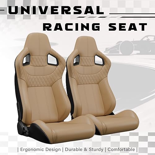 Miniatura 4 de 2 asientos universales ajustables de carreras con deslizadores dobles, asientos de cubo reclinables, 1 par de asientos deportivos para vehículos