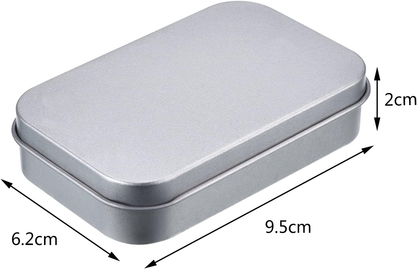 Hotop 6 Pack 3.75 x 2.45 x 0.8 Inch Tins Container Rectangular Hinged Containers Small Storage Kit Silver Metal Empty Mini Portable Tin Box, Home Organizer