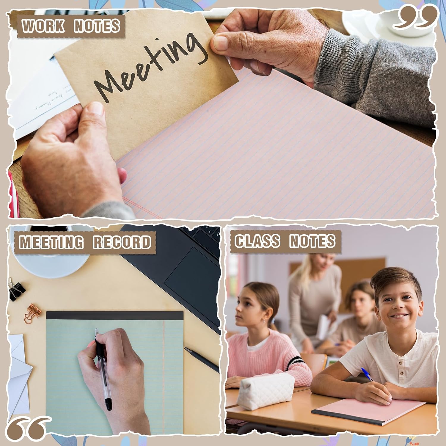 Fuutreo 8 Pcs 8.5'' x 11'' Colored Legal Pad 50 Sheets Per Writing Pads Narrow Ruled Notepad Perforated Writing Notepad Office Supplies for College Office Business (Pastel Color) - Image 6