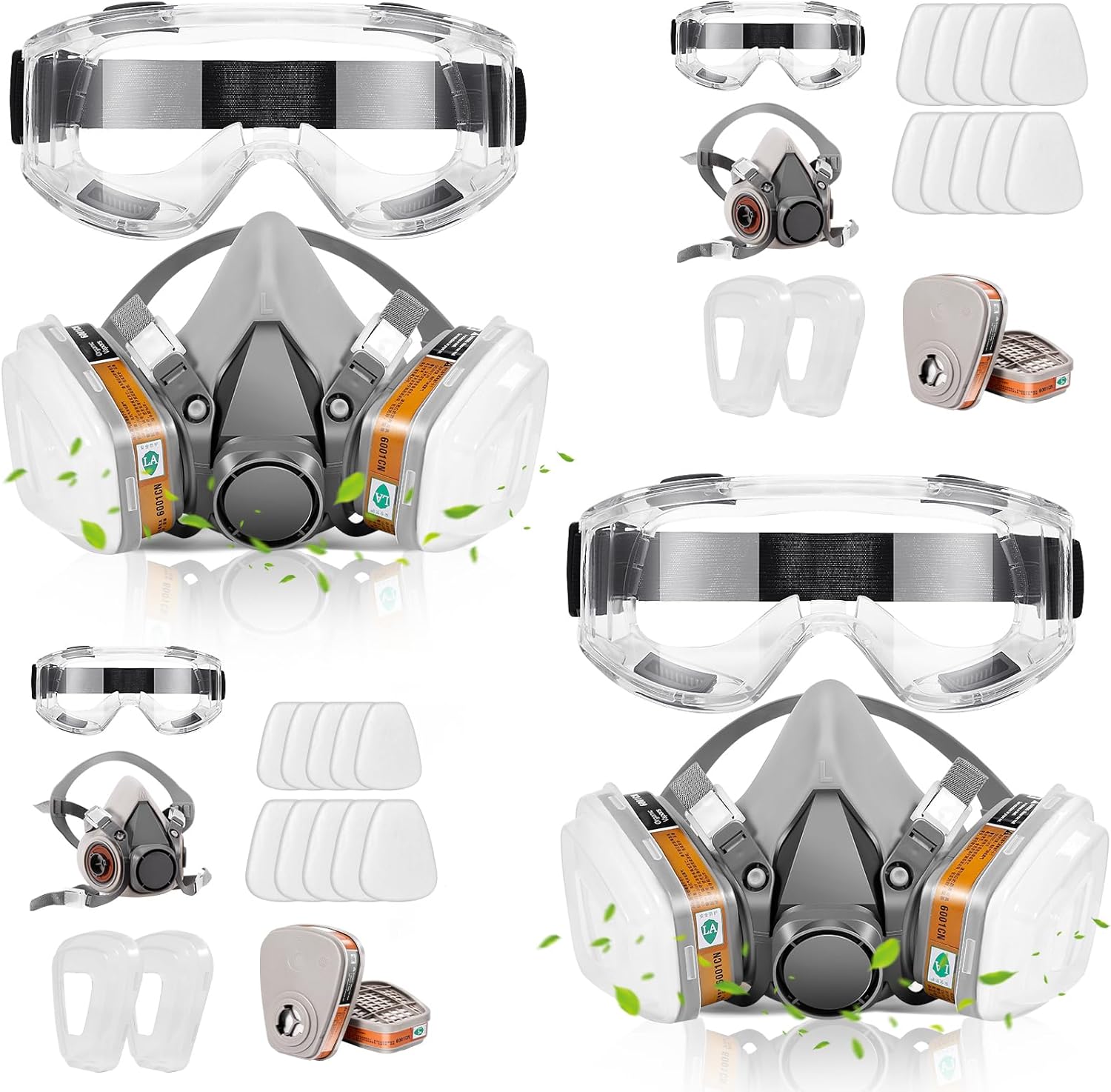 Full Face Respirator Mask, Gas Masks Survival Nuclear and Chemical, Gas Respirator with Activated Carbon Filters