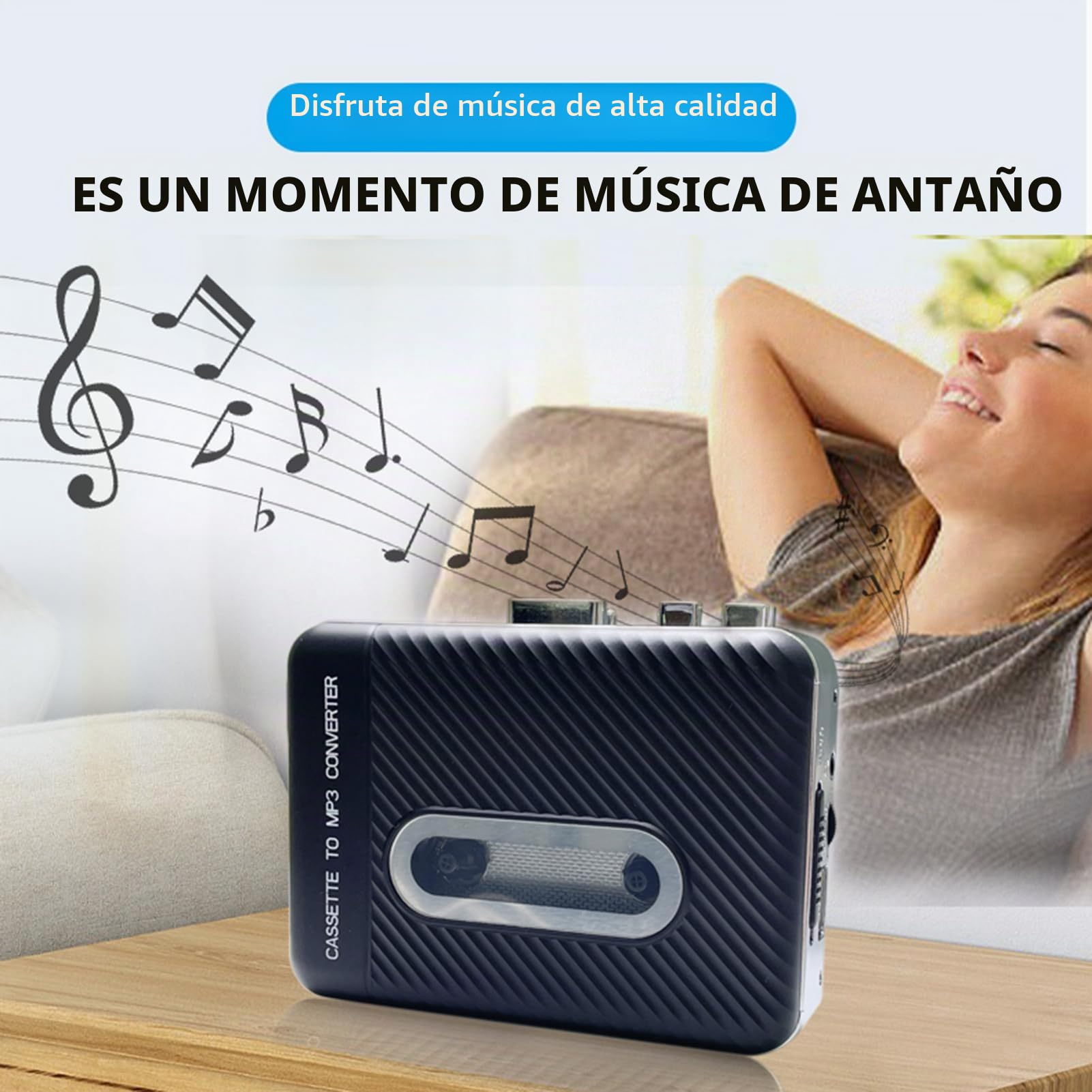 Docooler Reproductor de Casete de Audio, grabadora de Casete portátil Que Convierte el Audio de la Cinta en MP3 Mediante USB, micrófono y Altavoz Integrados Jack para Auriculares