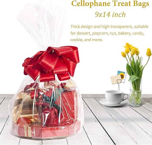 Miniatura 110 de Morepack Bolsas de celofán para golosinas, 200 bolsas transparentes de 3 x 5 pulgadas con lazos giratorios