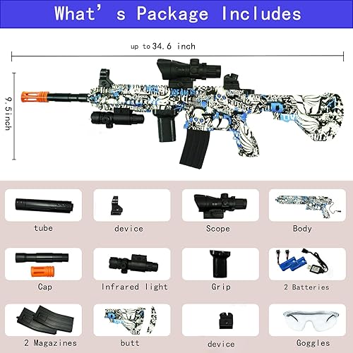 Miniatura 6 de Oashot - M416 - Lanzador eléctrico de bolas de gel con 20000 cuentas de agua y 2 modos de disparo para actividades al aire libre y juego de disparo
