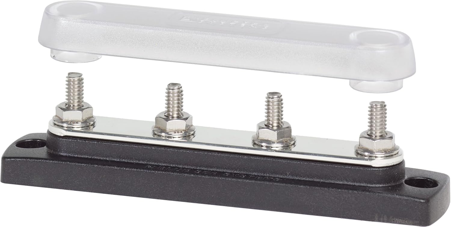 Blue Sea Systems 2307 150A Common BusBar w/ 4 studs & cover