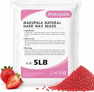 Hard Wax Beads, 5lb / 80oz Jumbo Bulk Refill, Stripless Professional Wax Beans for Bikini, Underarm & Coarse Hair, Salon & Home Use, Strawberry Scented Red