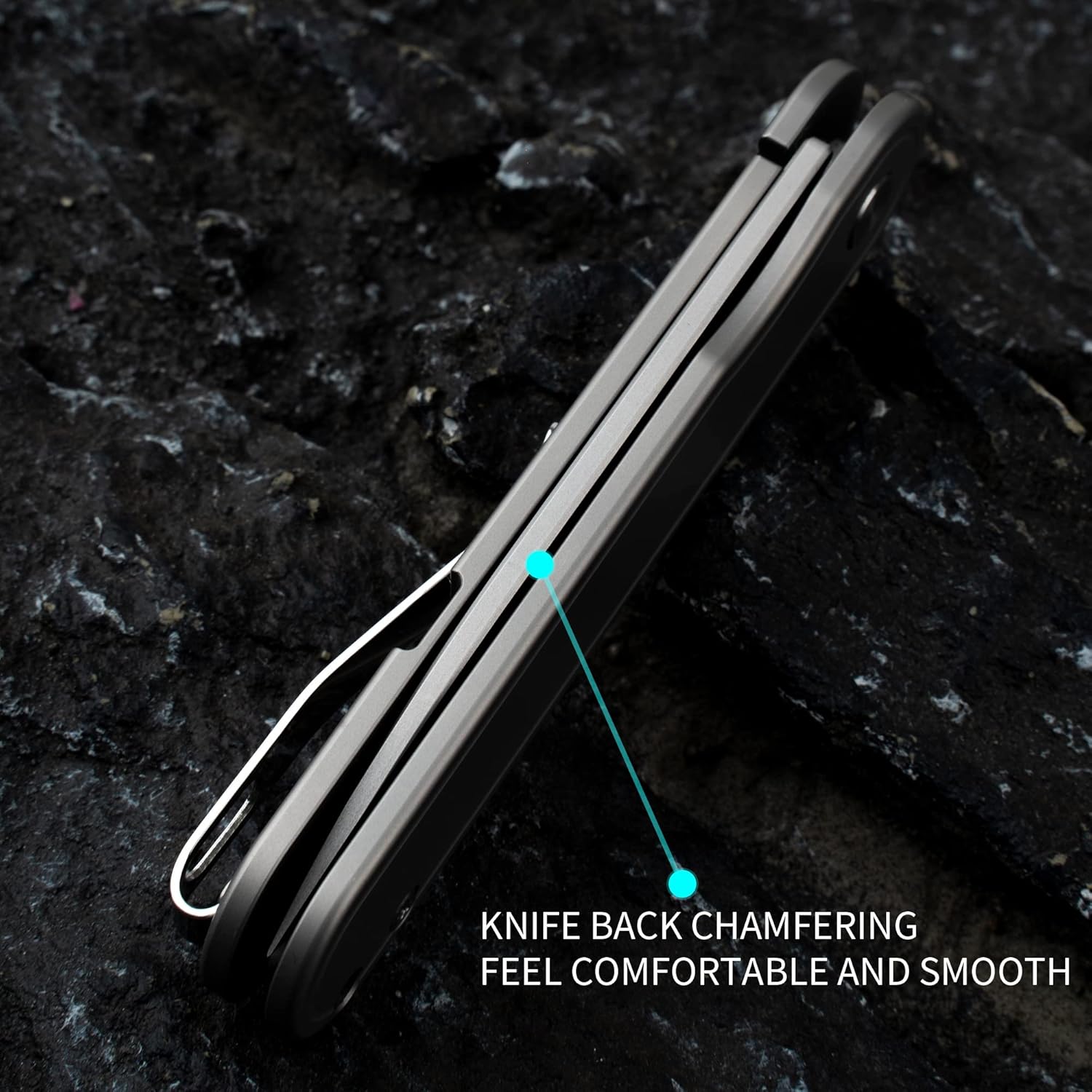 OLITANS T025 Pocket Knife 2.76'' D2 Steel Blade 3.6'' Titanium Alloy Handle Flipper Mini Folding knife 1.8oz（Grey）