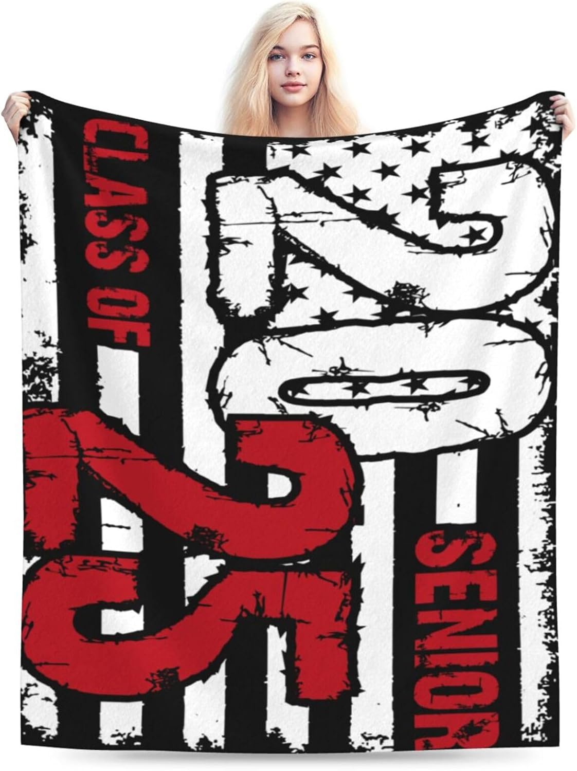 USA Flag Senior Class of 2025 Throw Blanket for Men Women