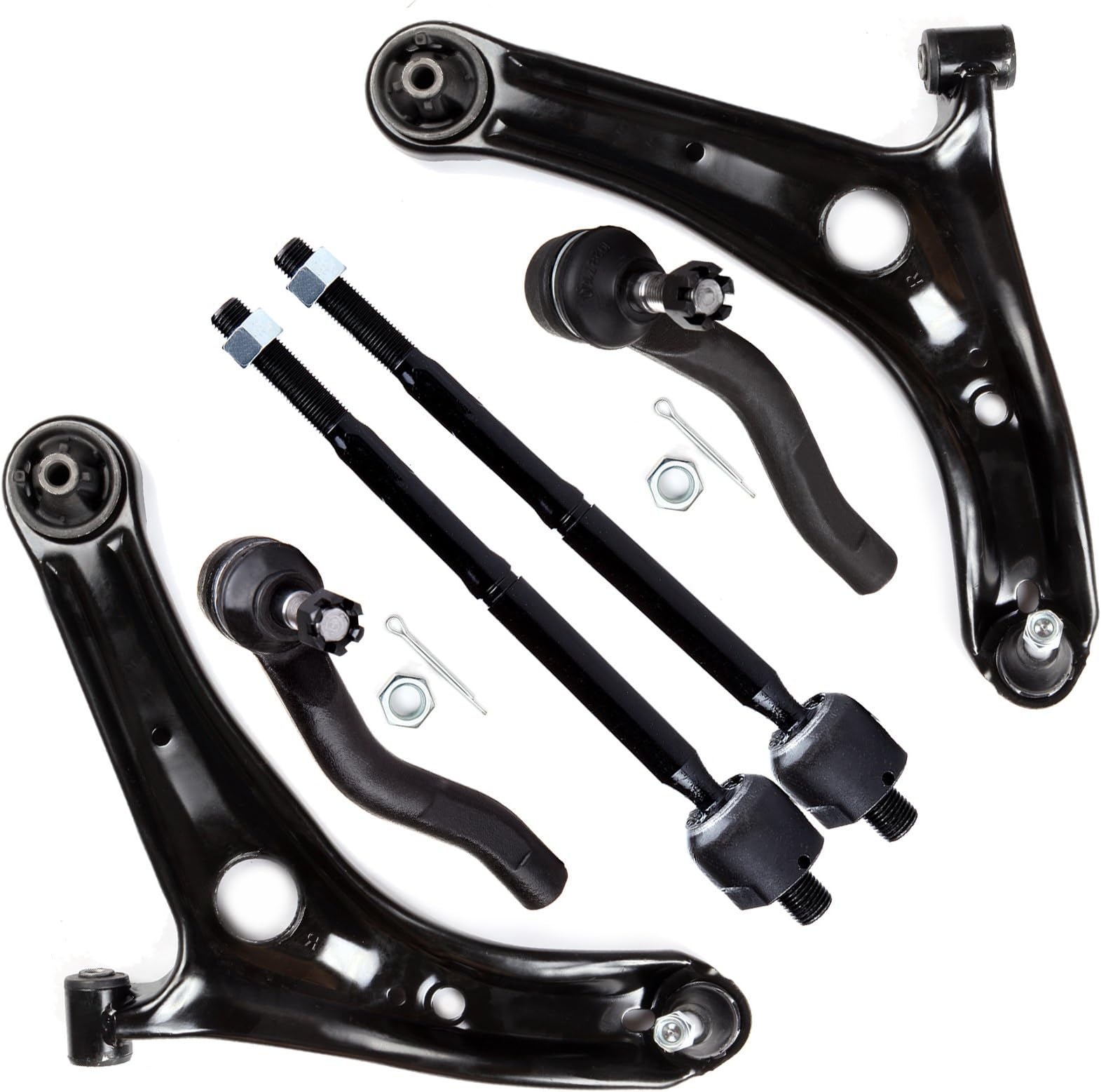 6pcs Suspension Kit Front Lower Control Arm Ball Joint Inner Outer Tie Rod End Kit Replacement For 2000-2005 For Toyota Echo