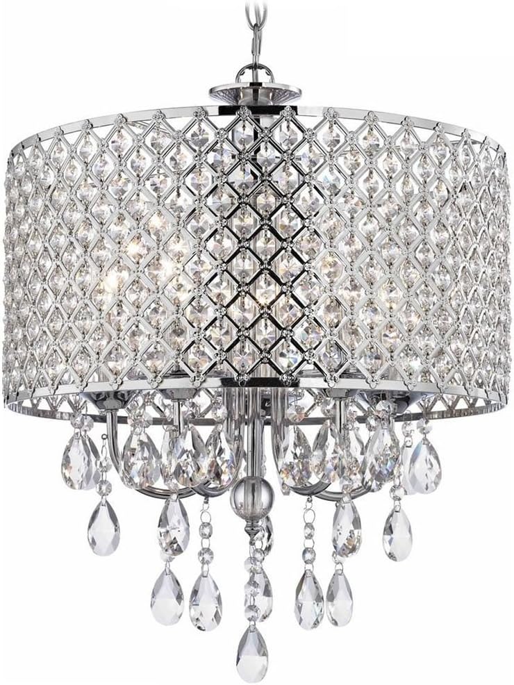 DINGGU Chrome Finish 4-Light Round Chandelier