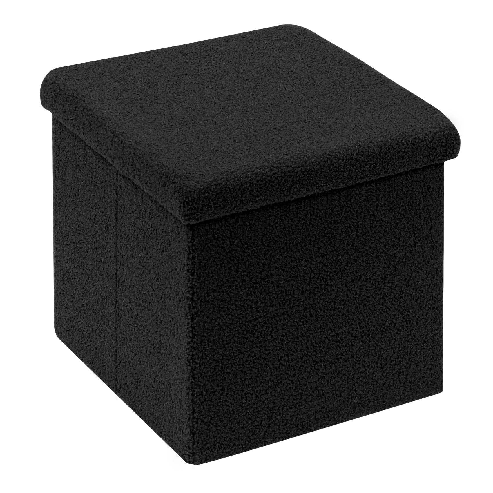 Bonlife Bouclé Sitzhocker mit Stauraum, Kleine klappbare Sitztruhe, Aufbewahrungsbox, Fußbank,Blüten,Wohnzimmer