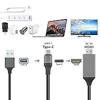 Vista 7 de PRO USB-C HDMI funciona para Xiaomi Poco X3 Pro a 4k con puerto de alimentación, cable de 6 pies a 2160p a 60Hz, cable de 6 pies/6.6 ft Gris