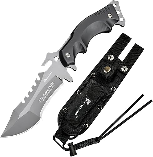 HX OUTDOORS Cuchillo de campamento de espiga completa, cuchillo de supervivencia de hoja fija con funda y mango para exteriores, EDC, caza