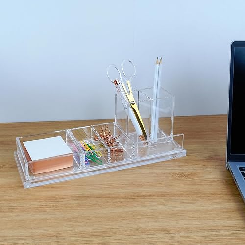Miniatura 2 de Clear Acrylic Desk Organizer 4-Piece Desk Kit + Free Complimentary Acrylic Ruler, Desktop Organization for Office or Home