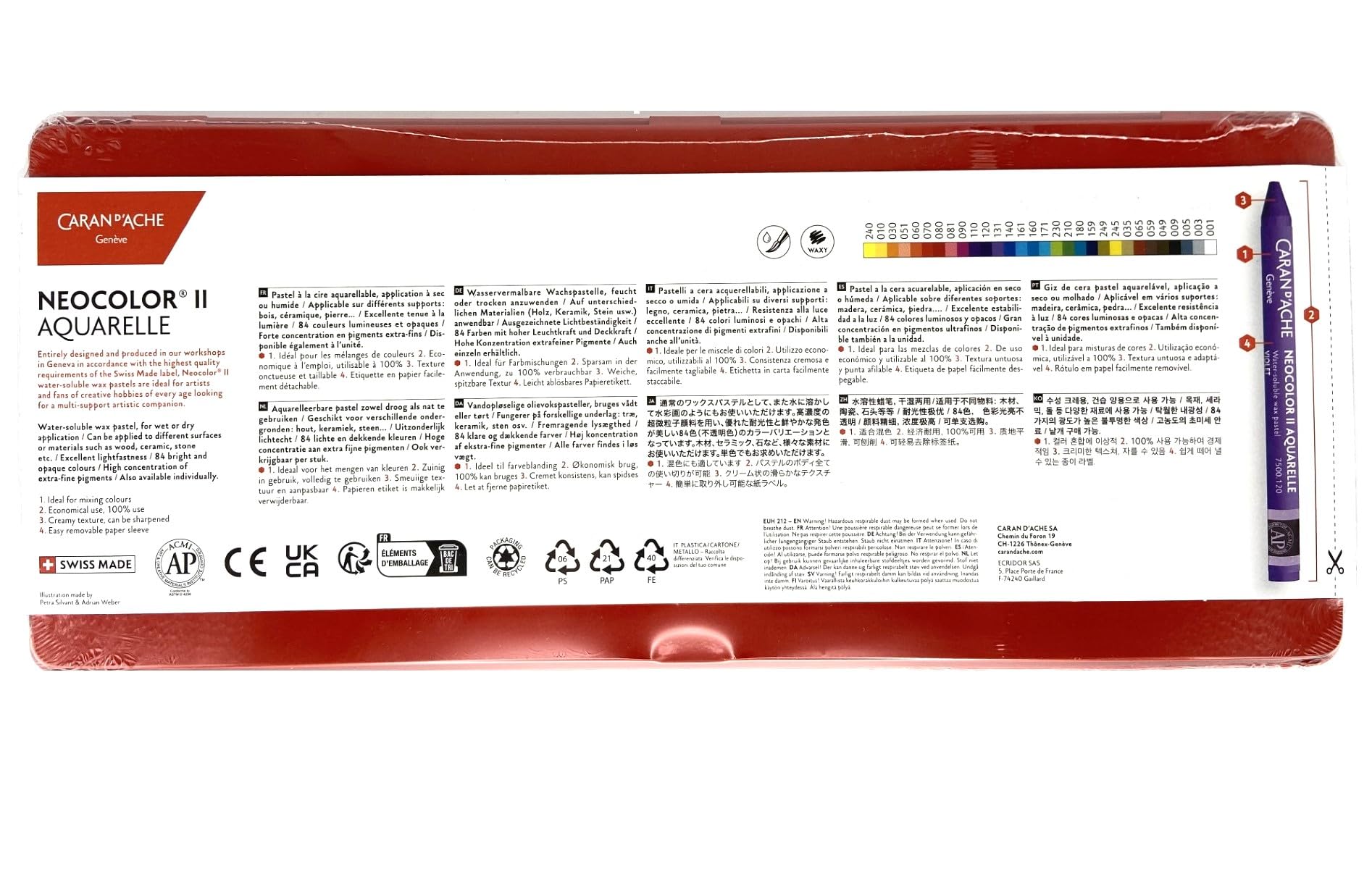 Caran d'Ache Neocolor II Wax Pastels Watercolour Pencils (Pack of 30) + 2 Karten