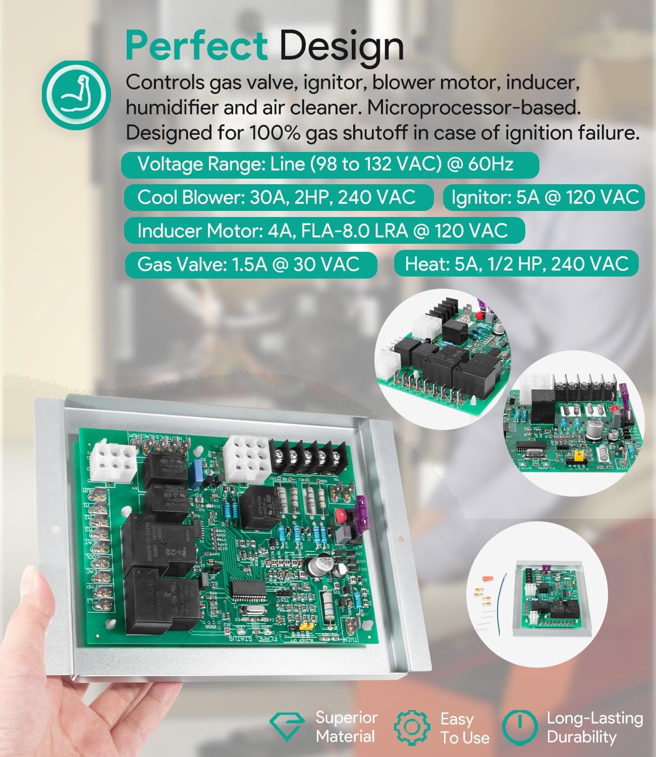 903106 G6 Furnace Control Circuit Board ICM2805A 624631 Replacement for Nordyne Miller Intertherm Gibson, Used with G3, G4, G5, G6, M2 and M3 Furnace Modules