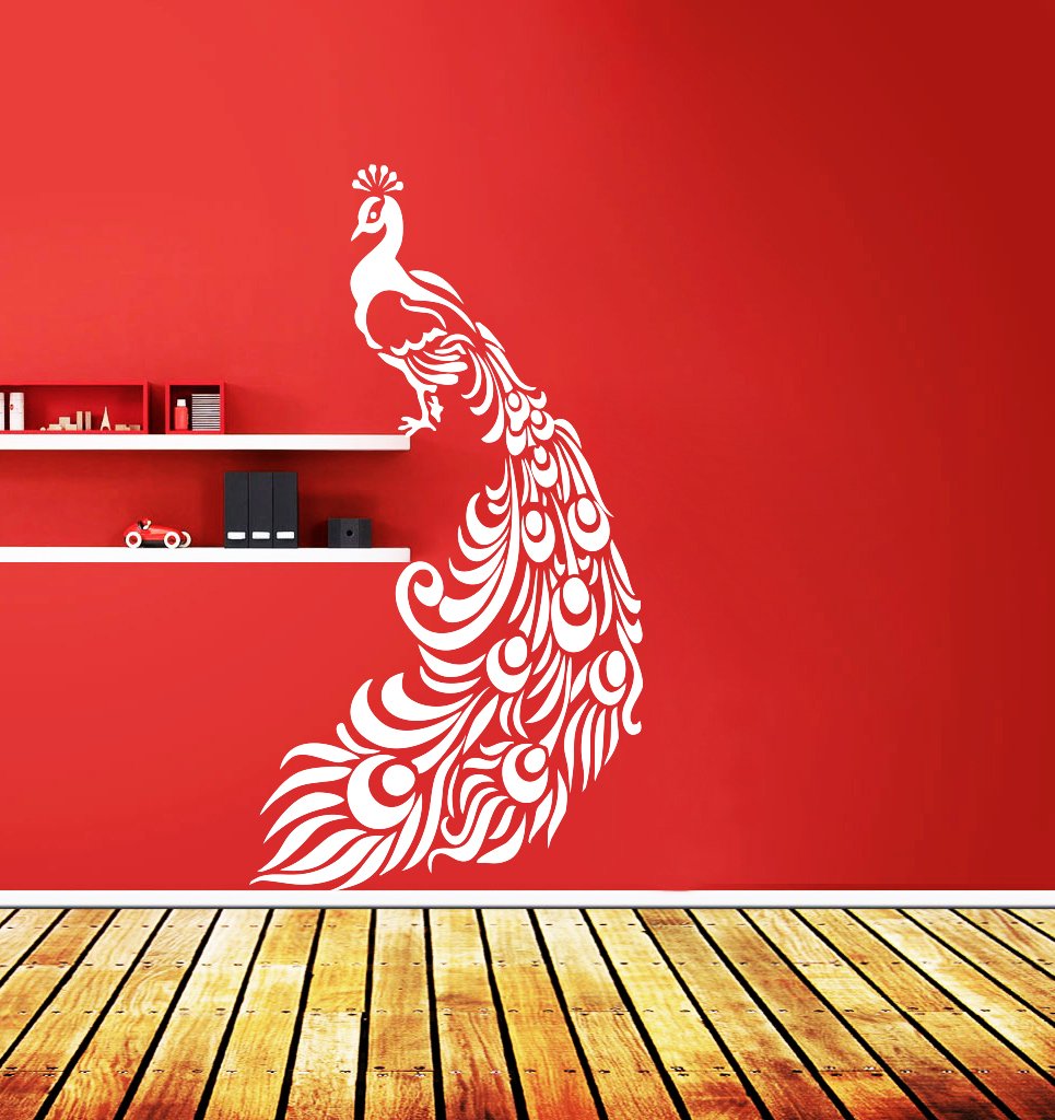 Decor Kafe Peacock Wall Sticker (PVC Vinyl Film, 68.58 cm x 33.01 cm x 2.54 cm, White) (B01BOTLVS0) Amazon Price History, Amazon Price Tracker