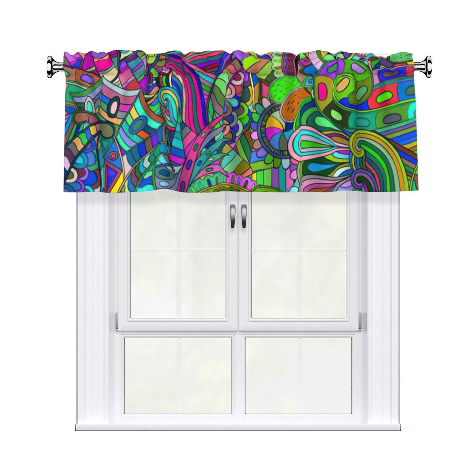 aacxzff Graffiti Print Curtain Valance 54"x18" (WxL) for Kitchens Bathrooms Bedrooms Balconies Living Rooms