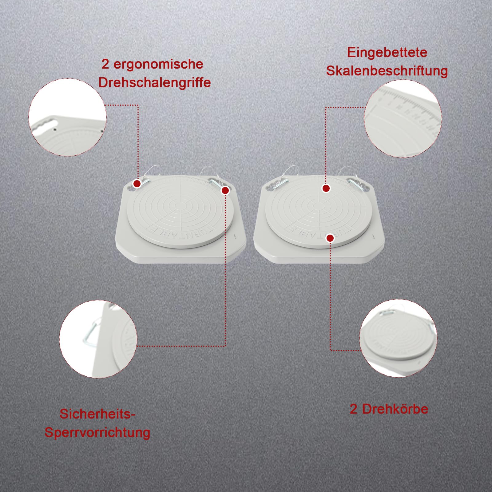 Achsvermessungs-Drehteller 2,5t, Spureinstell-Set (Paar) | DIY Spureinstellung für Heimwerker, mit 2* Übergangsblock und 2* Dämpfungsblock，Werkzeug für Spureinstellung mit Zubehör