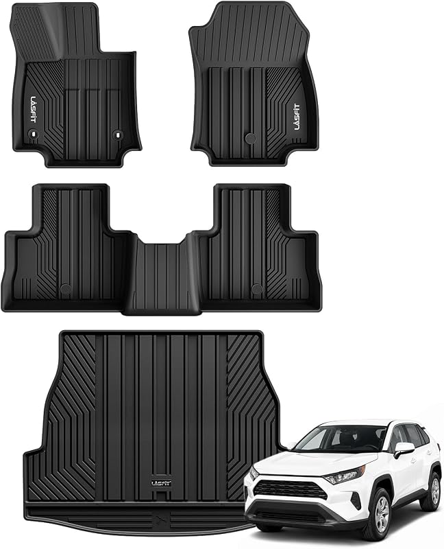Tapetes e revestimento de porta-malas em TPE LASFIT para Toyota RAV4 a gasolina 2019–2025, conjunto com 4 peças