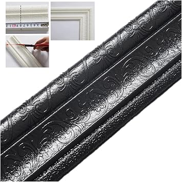 2022 New 3D Walls Edging Self-Adhesive Environmental Protection 3D Walls Edging Strip, Flexible Wall Borders Frame Peel and Stick Trim Molding, Waterproof Wall Edgings Strip Home 91 3.15in