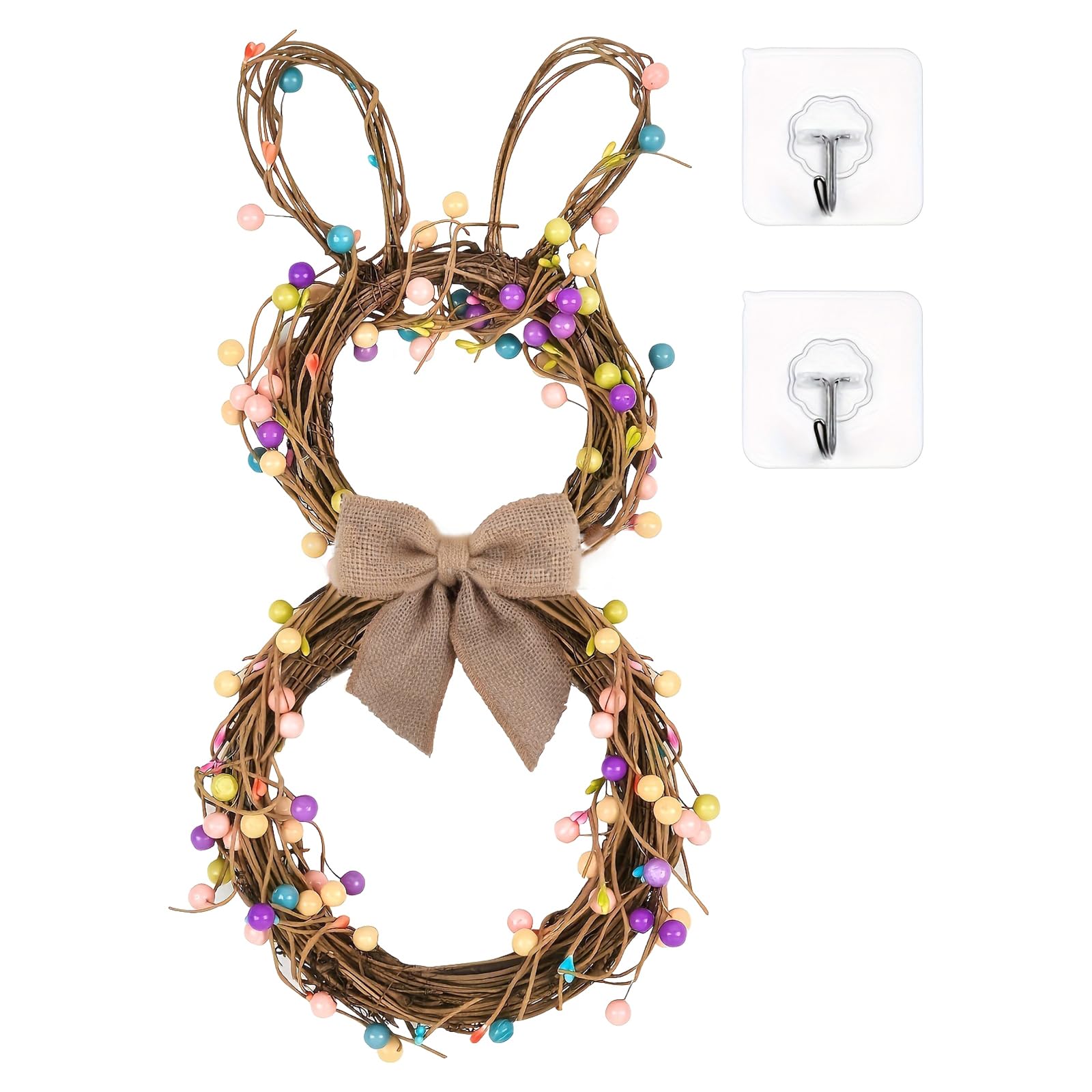 Easter Wreath Hanging Ornament Feature Rabbits Eggs Design Holiday Door for Home Store Decors Holiday Door
