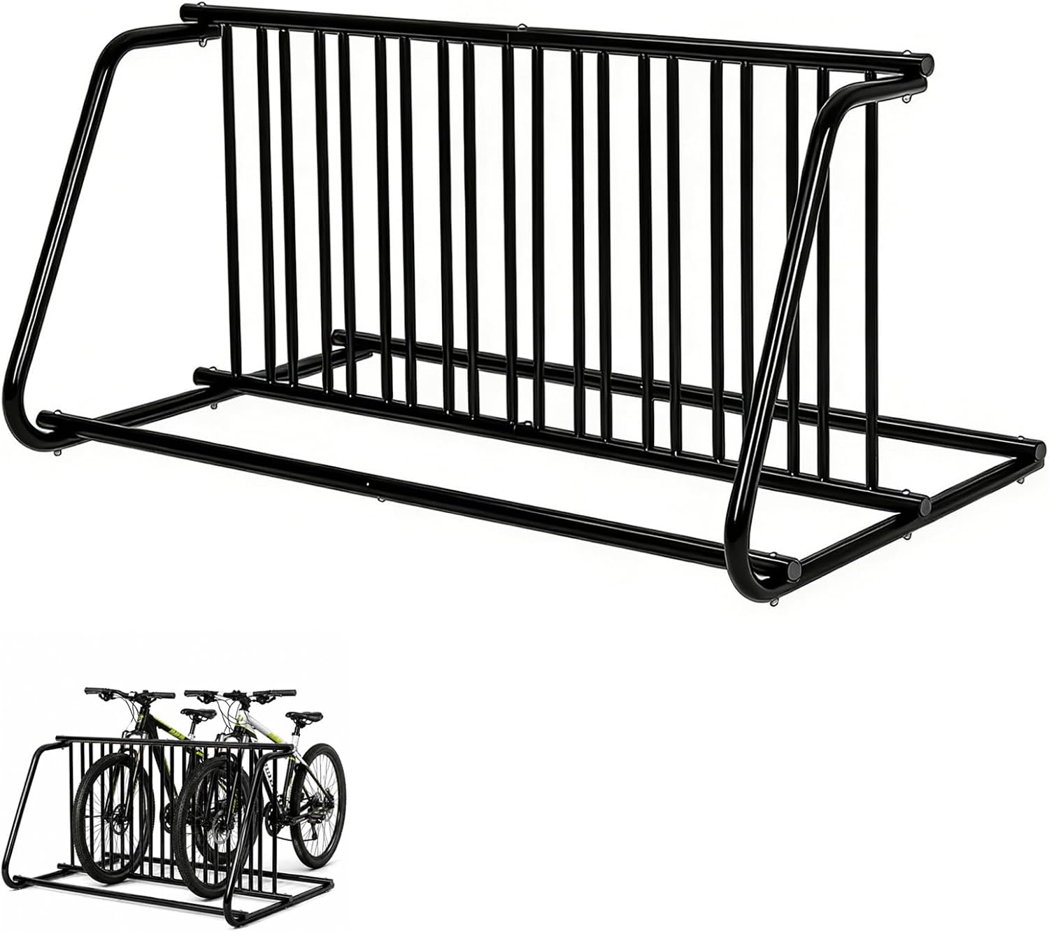 Floor Bike Rack, Double-Side Parking Stand for 10 Bicycles, 60" Length, Heavy Duty Metal Floor Bike Stand for Garages, Streets, Yards and Bike Events