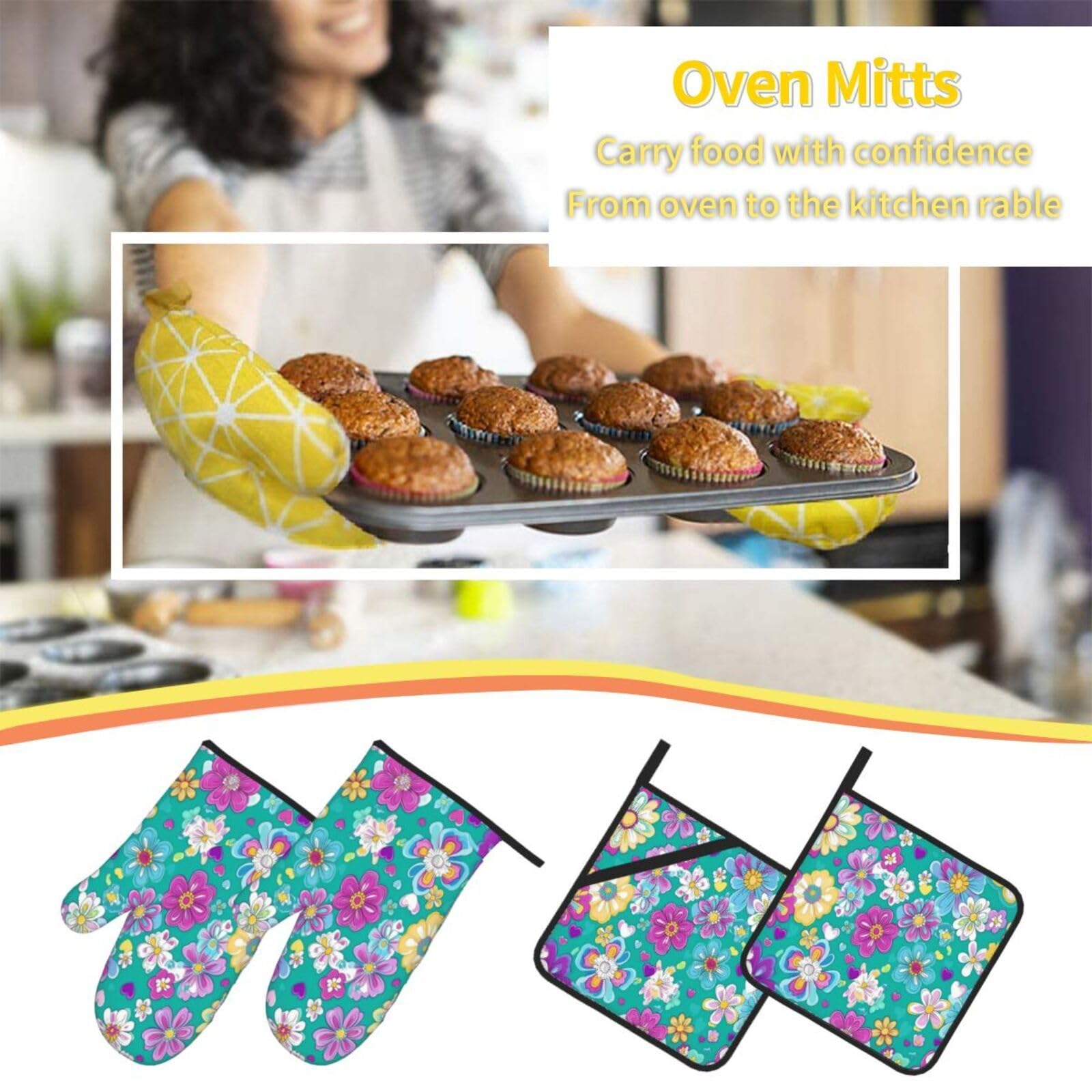 Maniques de Cuisine Gants de Cuisson Lavable en Machine Facile a Nettoyer