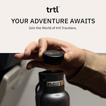 trtl Travel Water Bottle Flask- Insulated Water Bottle That Keeps Drinks Cool for Up to 24 Hours - Secure, Leak-Proof Lid