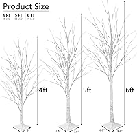 Vista 5 de Hooseng Árbol Iluminado de 4 pies, 5 pies y 6 pies, Paquete de 3, Lámpara de Árbol de Luces de Hadas Árbol Artificial para Festival, Fiesta