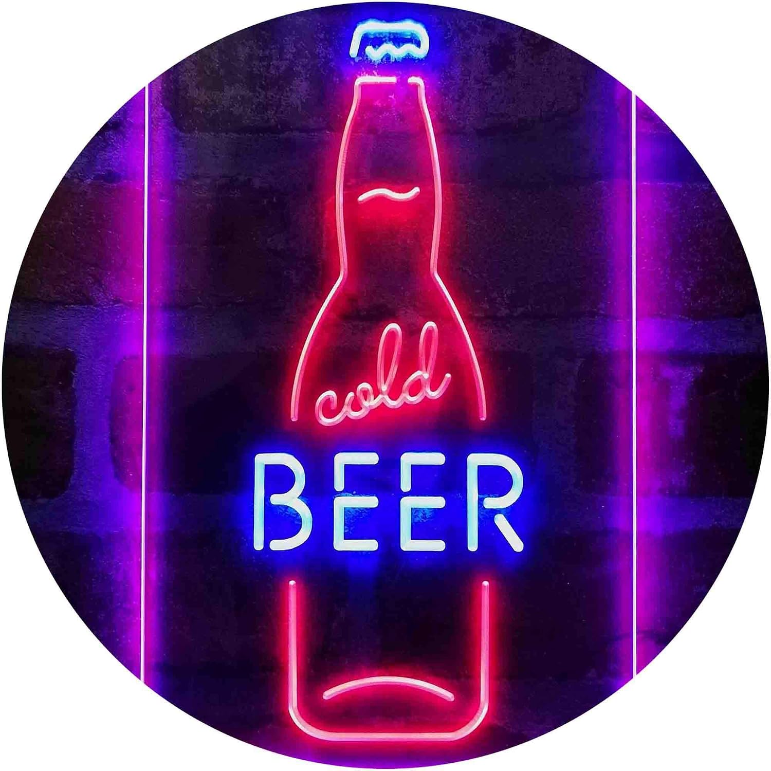 ADVPRO Cold Beer Bottle Dual Color LED Neon Sign Blue & Red 16 x 24 Inches st6s46-i4040-br