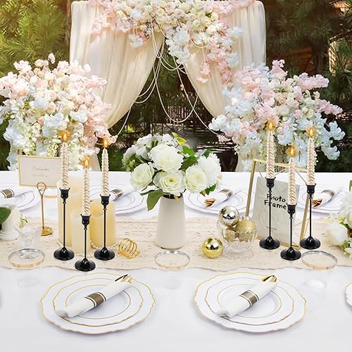 Miniatura 3 de 6 portavelas negro, portavelas cónicos negros para velas de pilar, decoración de Halloween, Navidad, candelabros para centros de mesa Negro,Dorado