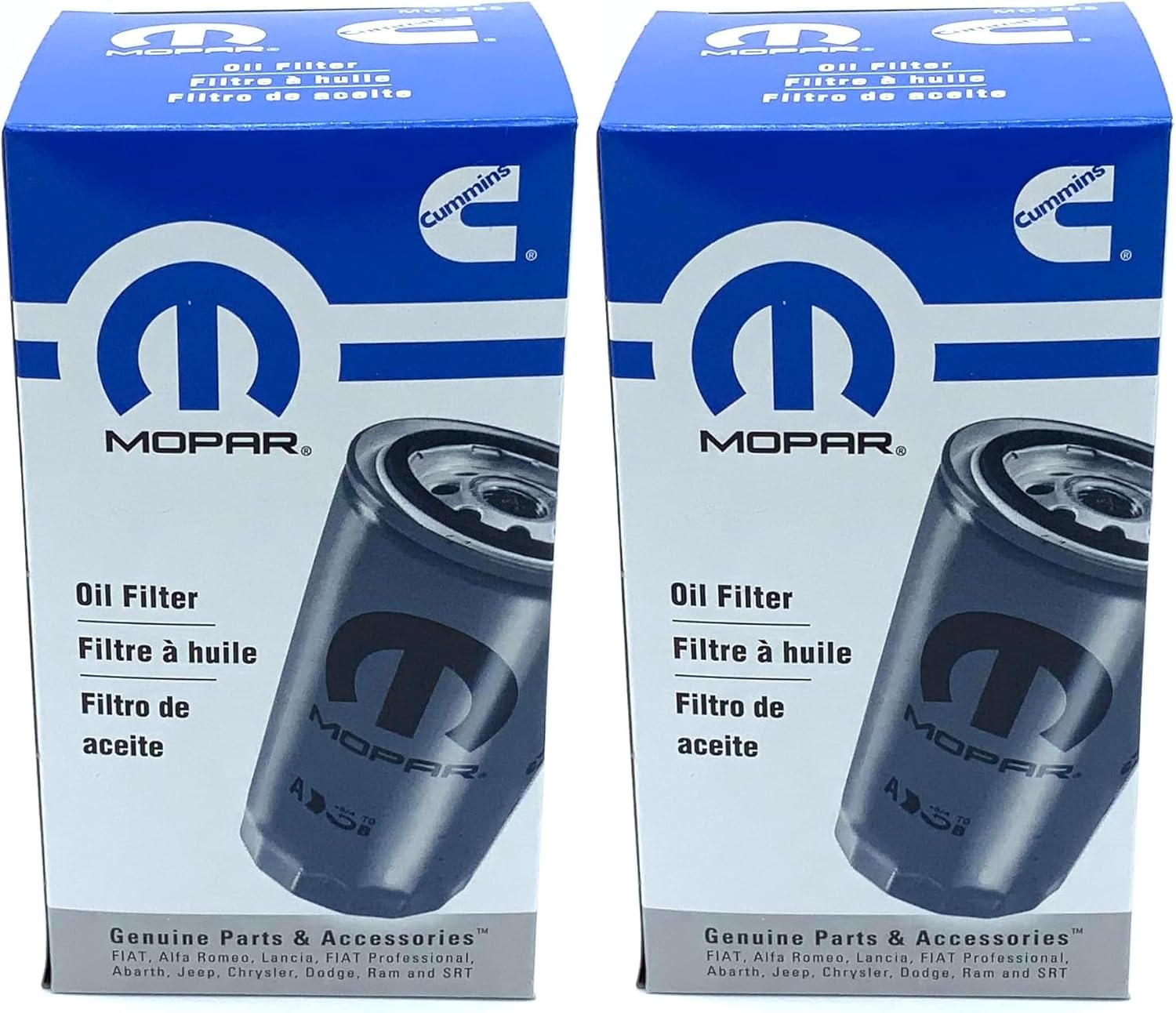Genuine Chrysler Part 5083285AA Oil Filter (Pack of 2)
