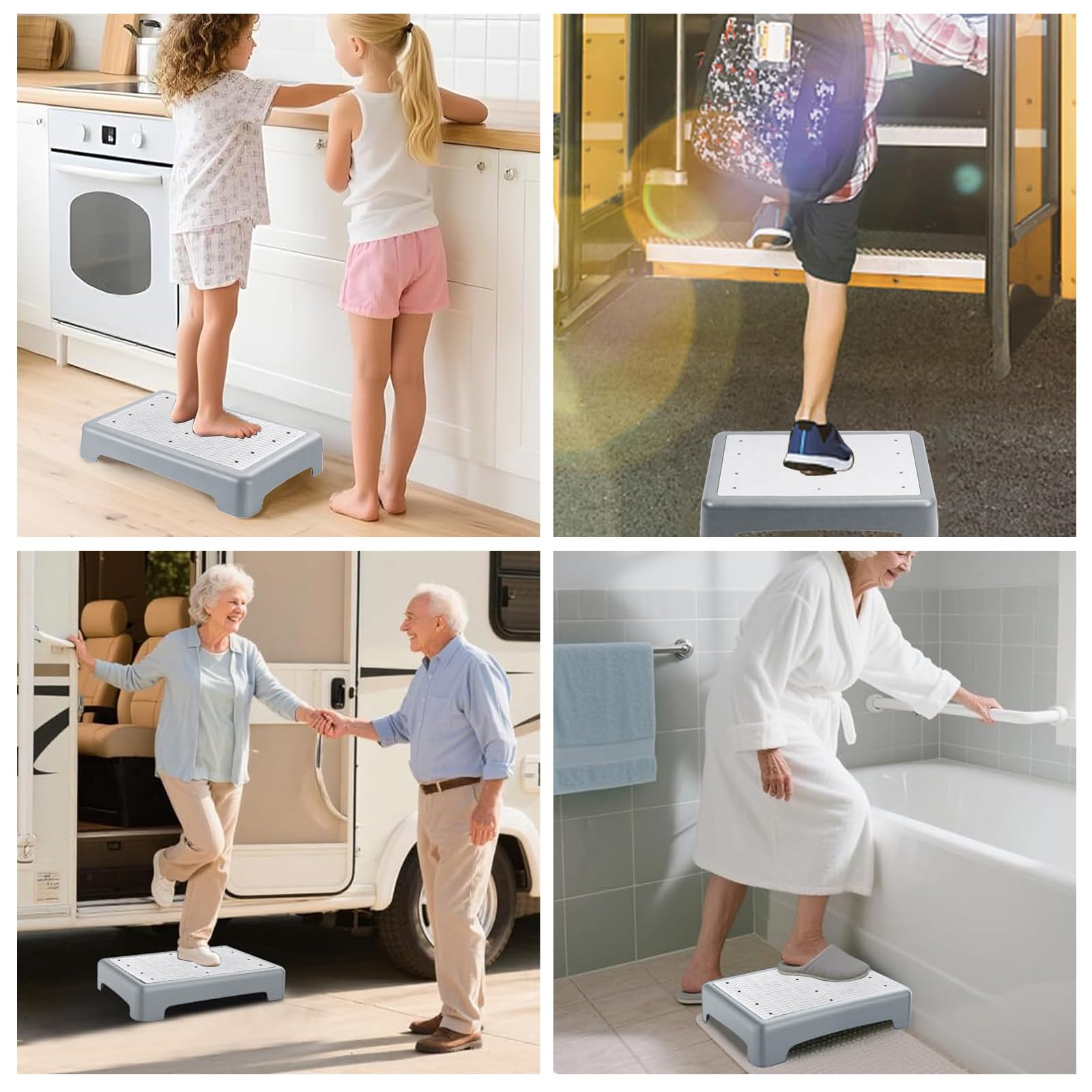 Marchepied antidérapant de 9 cm, marchepied portable, aide à la montée et aide à la marche, antidérapant, charge maximale : 220 kg, pour personnes âgées, douche, baignoire, voiture, extérieur