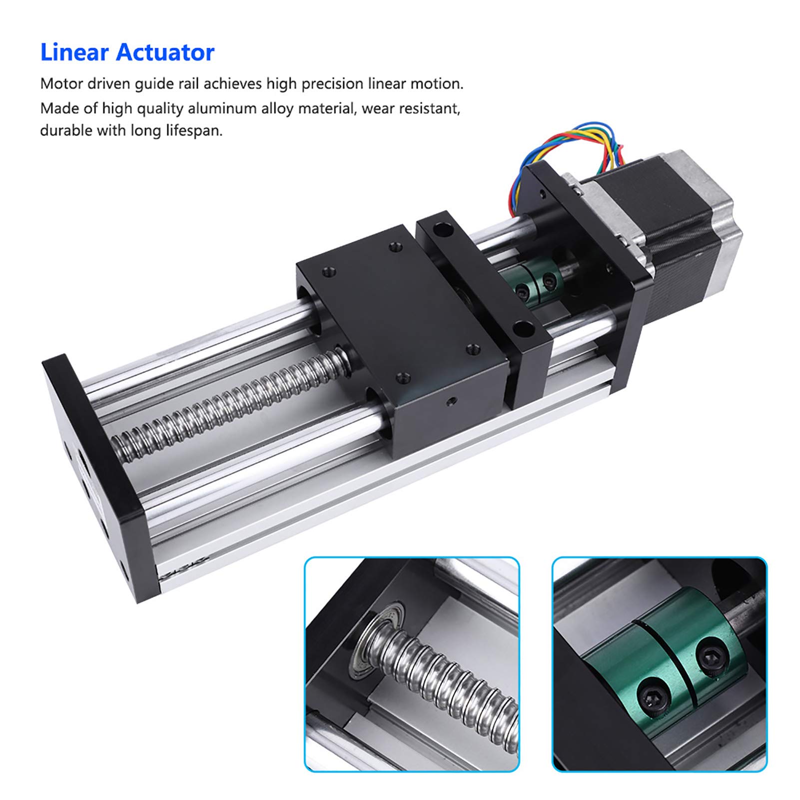 Fafeicy Guía Lineal de Guía Lineal de Alta Precisión de 400 Mm -Hub Tabla de Portaobjetos de Viaje con NEMA17 Motor Paso a Paso para la Industria de la Automatización del Actuador Material de