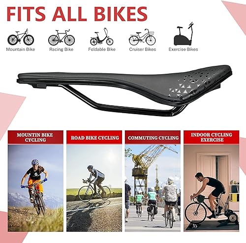 Miniatura 7 de KOOTU Sillín de bicicleta de carretera, cómodo asiento de bicicleta impermeable para hombres y mujeres, asiento de bicicleta transpirable que