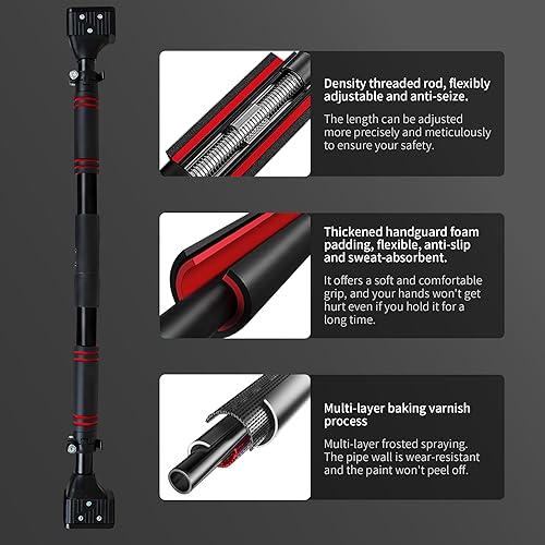 Miniatura 4 de leikefitness Barra de dominadas para marco de puerta, barra de barbilla para entrenamiento de la parte superior del cuerpo, barras de entrenamiento