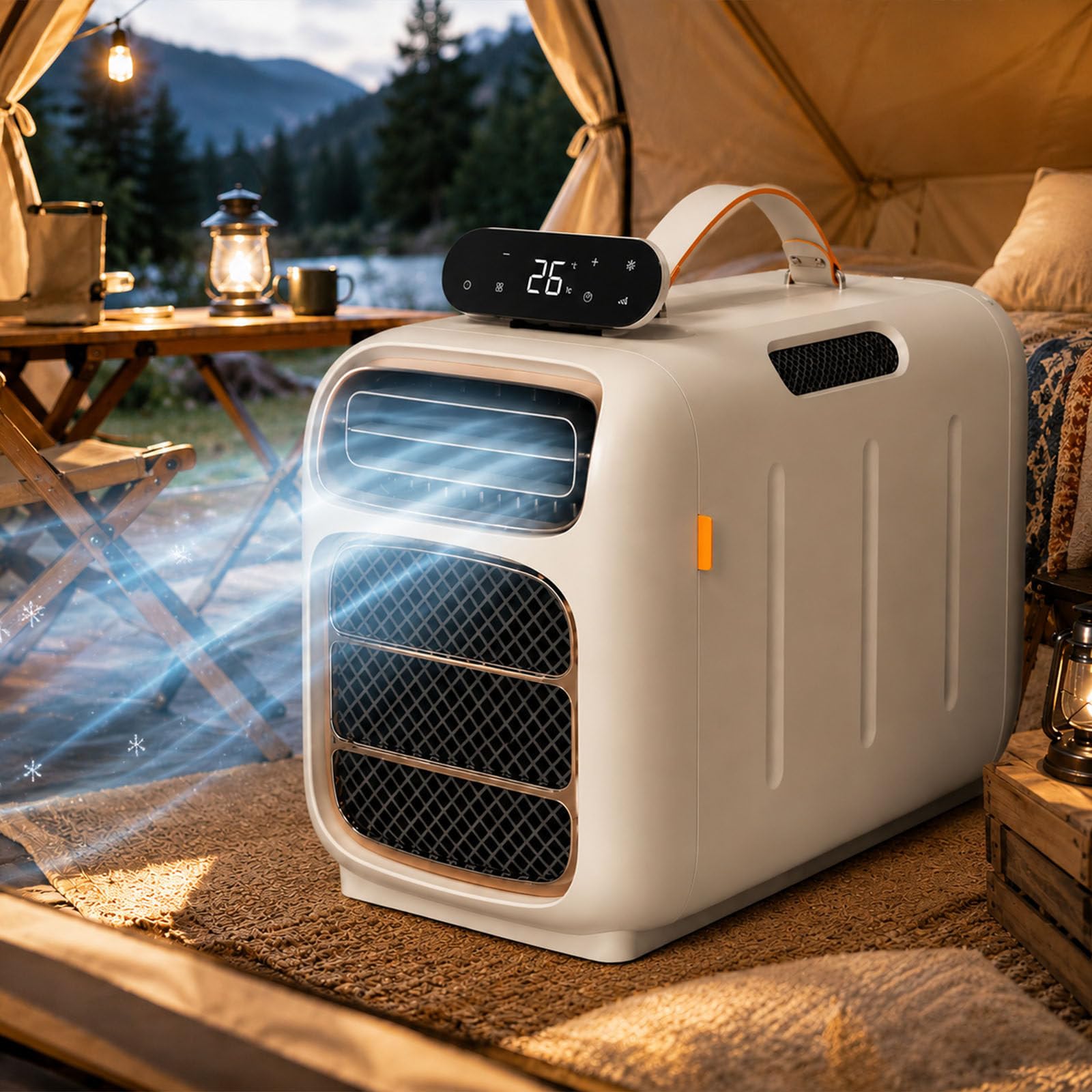 smafoseedding 4-In-1 Portable Air Conditioner, Mobile Air Conditioner For Rv Van, 4700btu Camping Portable Air Cooler W/Dehumidifier, 45db Quiet, Self-Evaporating, Dual Hose, Remote Cooling