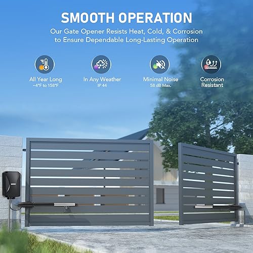 Miniatura 5 de CO-Z Kit automático de abridor de puerta oscilante doble, abridor eléctrico de puerta para puertas de hasta 660 libras y 18 pies, sistema de